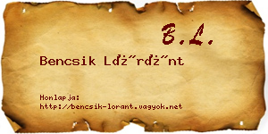 Bencsik Lóránt névjegykártya